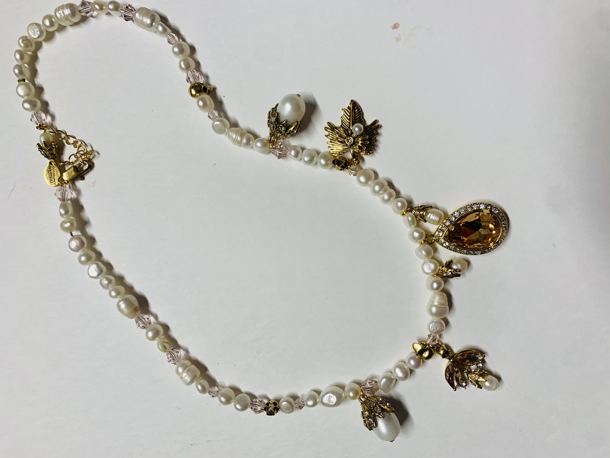 Alexander McQueen Pearl Gold Morganite Gothic Dress Necklace - Image 6