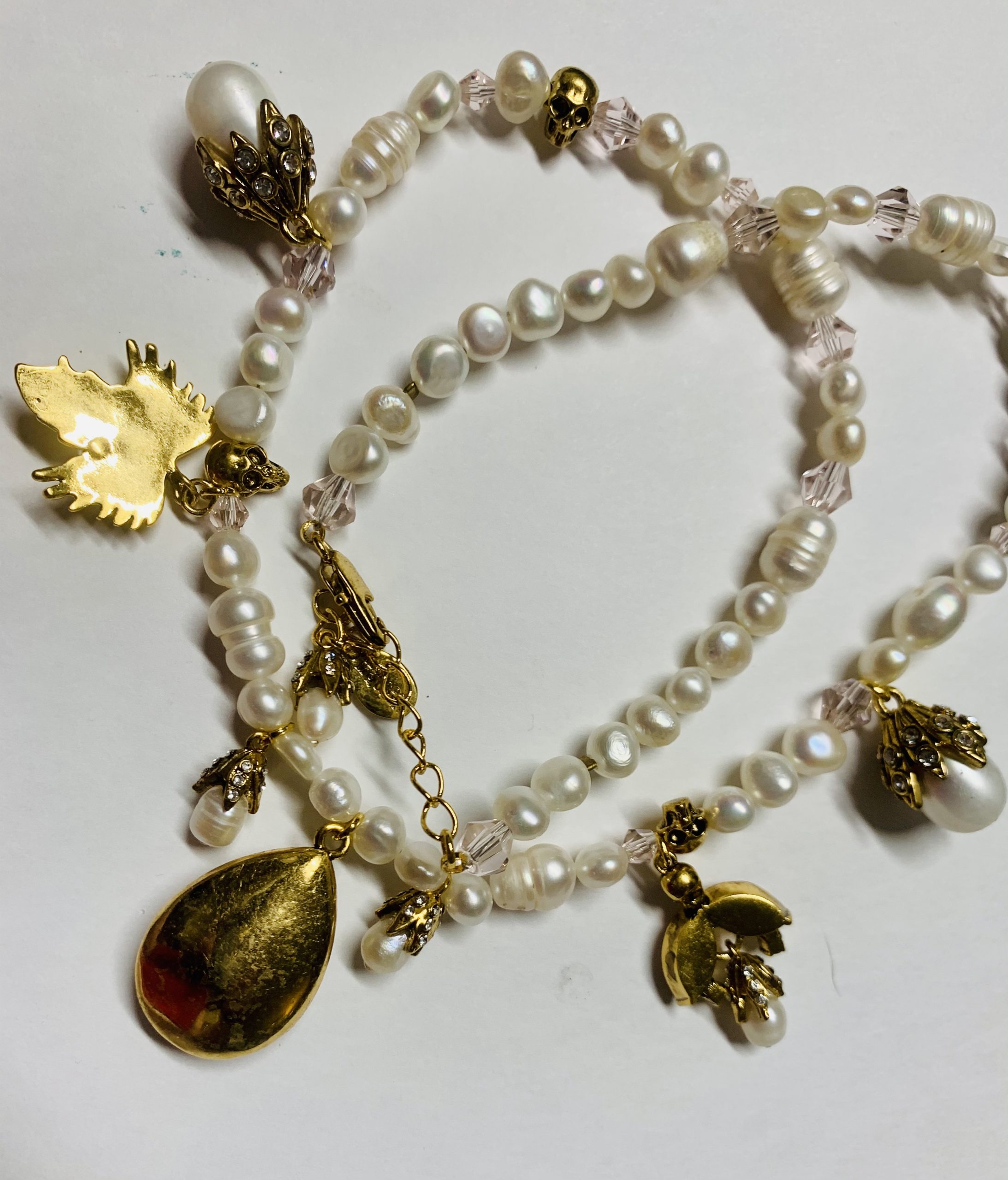 Alexander McQueen Pearl Gold Morganite Gothic Dress Necklace - Image 10