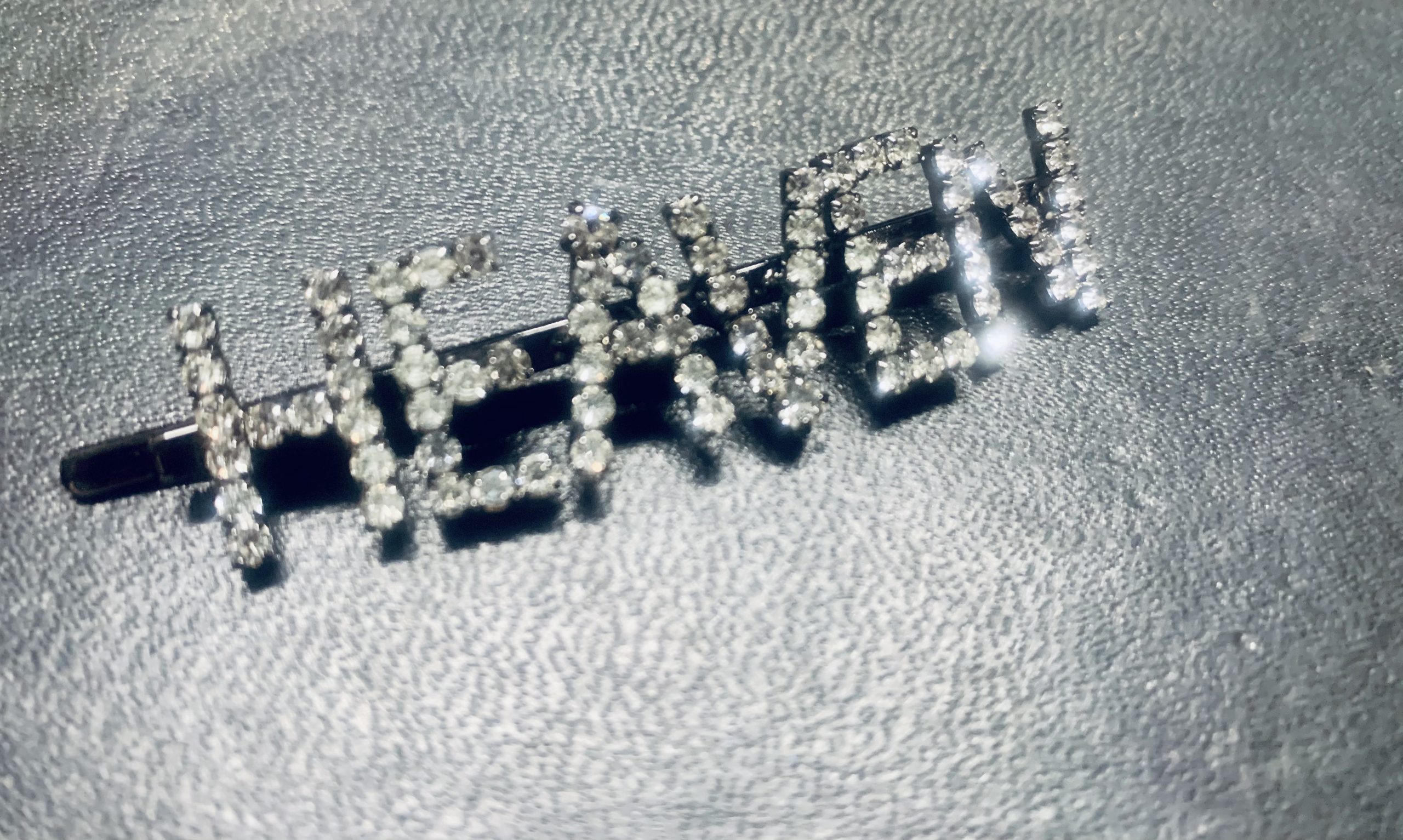 Jennifer Behr White Rhinestone Heaven Hair Barrette, SIGNED