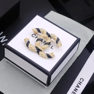 Chanel Black and White Pearl Strass Brooch