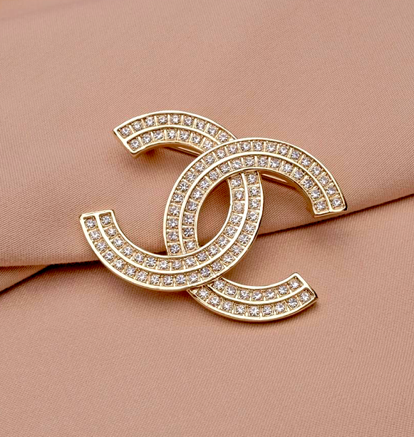 Classic Chanel Brooch | Chanel White Rhinestone Signed Brooch | Chanel Strass Crystal Pin - Image 2