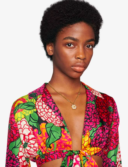 Double G Crystal Necklace | Gucci Rhinestone Flower Circle Necklace | Gucci Signed Necklace