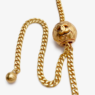 Authentic Chanel Belt | Chanel Gold Adjustable Belt | Chanel Quilted Ball Belt