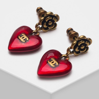 Chanel Red Heart Earrings