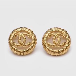 Chanel Crystal Gold CC Earrings | Chanel White Crystal Stud Earrings
