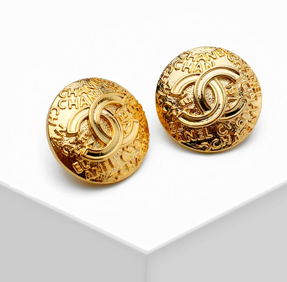 Chanel Stud Earrings | Gold Chanel CC Earrings - Image 2