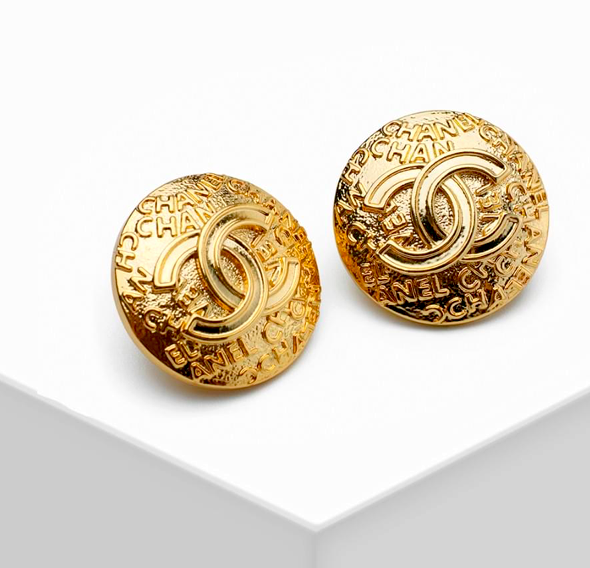 Chanel Stud Earrings | Gold Chanel CC Earrings