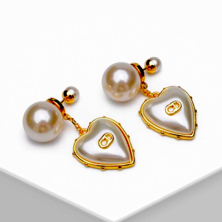 Dior Heart Pearl Earrings | Dior Gold and Heart Signed Earrings