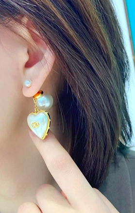 Dior Heart Pearl Earrings | Dior Gold and Heart Signed Earrings - Image 3