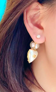Dior Heart Pearl Earrings | Dior Gold and Heart Signed Earrings - Image 5