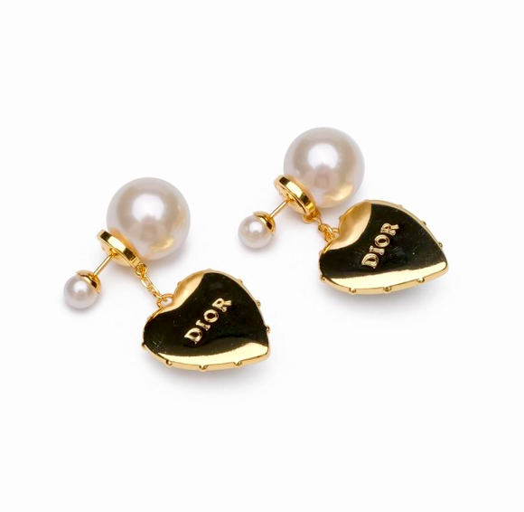 Dior Heart Pearl Earrings | Dior Gold and Heart Signed Earrings - Image 7