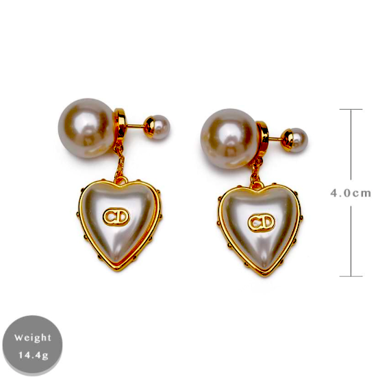 Dior Heart Pearl Earrings | Dior Gold and Heart Signed Earrings - Image 6