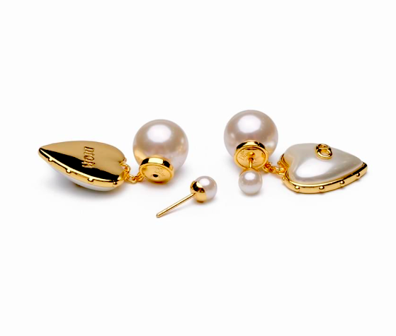 Dior Heart Pearl Earrings | Dior Gold and Heart Signed Earrings - Image 4