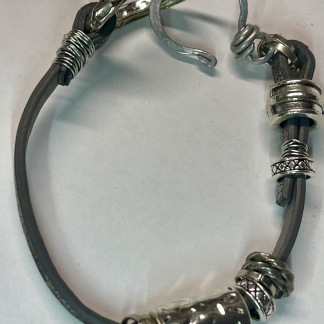 Leather Bracelet with Sterling Silver Hill Tribe Beads | Crolius Handmade Bracelet | Crolius Jewelry