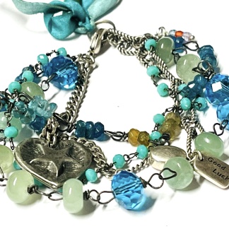 Natural Gemstone Sterling Silver Adjustable Multi-Chain Bracelet | Bracelet by Jennifer Crolius