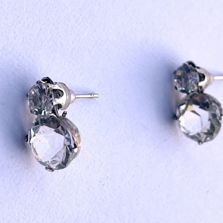 Antique Rock Crystal Quartz and Paste Sterling Silver Earrings