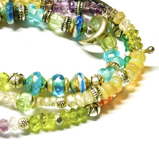 Rainbow Sapphire Gemstone Wrap-Around Boho Bracelet or Necklace | Jennifer Crolius Jewery