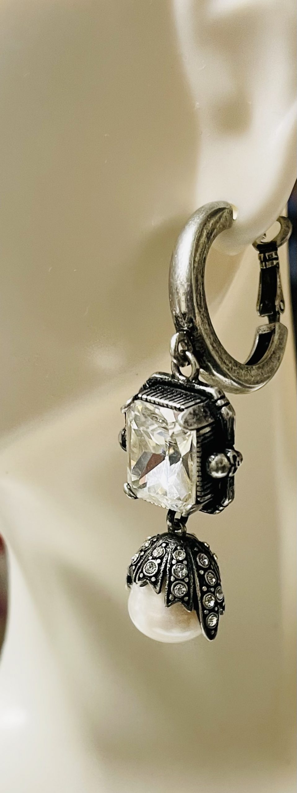 Authentic Alexander McQueen Earrings | White Crystal McQueen Earrings - Image 2