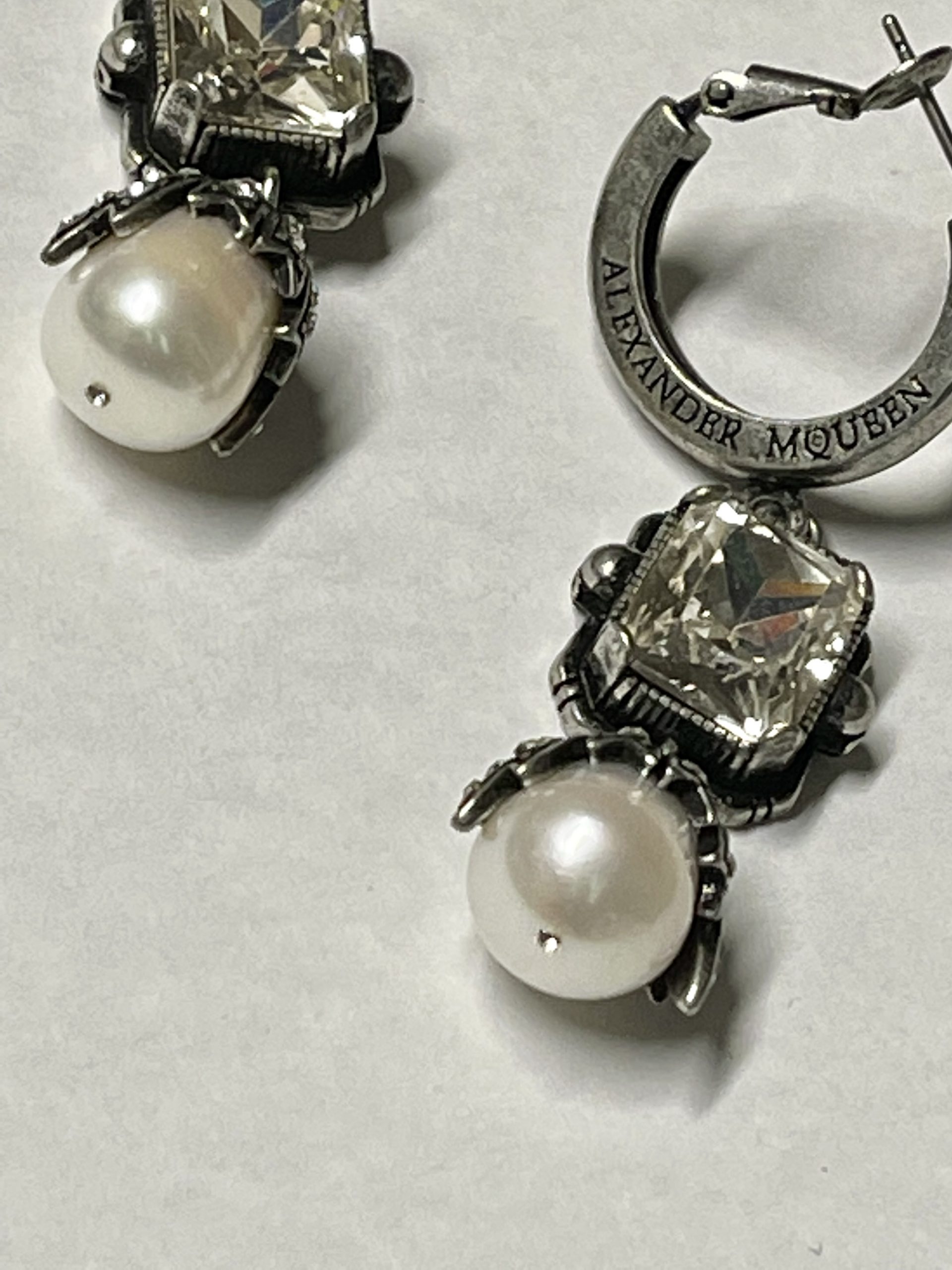 Authentic Alexander McQueen Earrings | White Crystal McQueen Earrings - Image 4