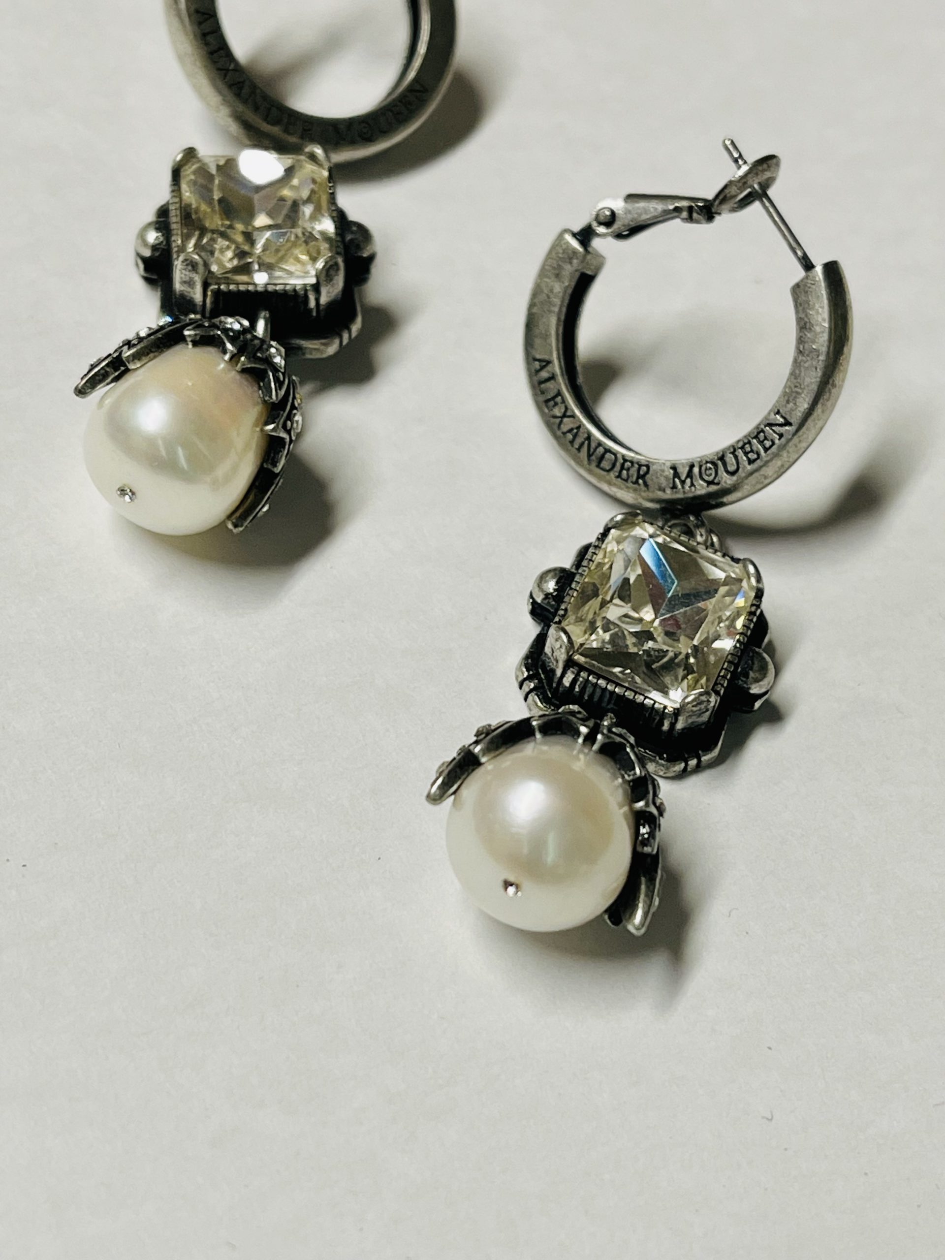 Authentic Alexander McQueen Earrings | White Crystal McQueen Earrings - Image 3
