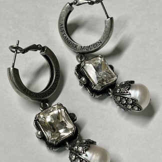 Authentic Alexander McQueen Earrings | White Crystal McQueen Earrings