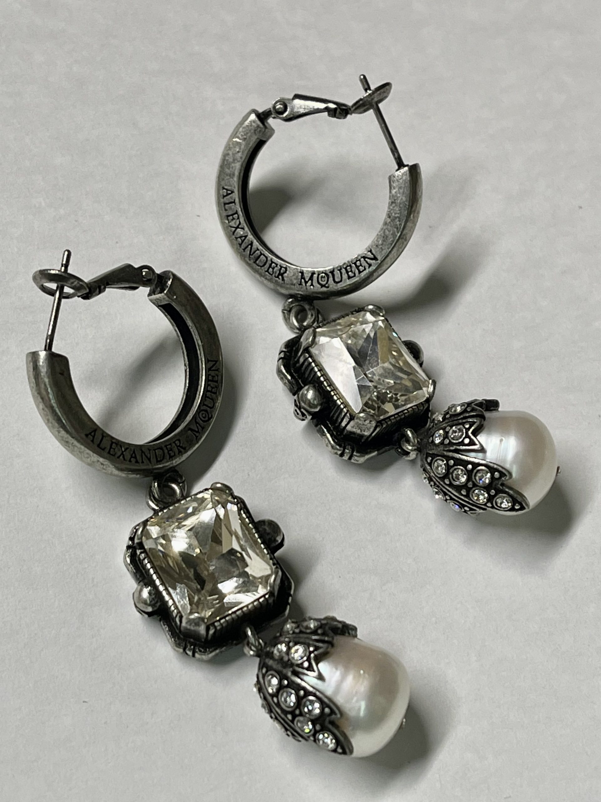 Authentic Alexander McQueen Earrings | White Crystal McQueen Earrings