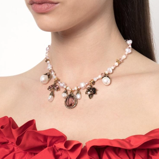 Alexander McQueen Pearl Gold Morganite Gothic Dress Necklace
