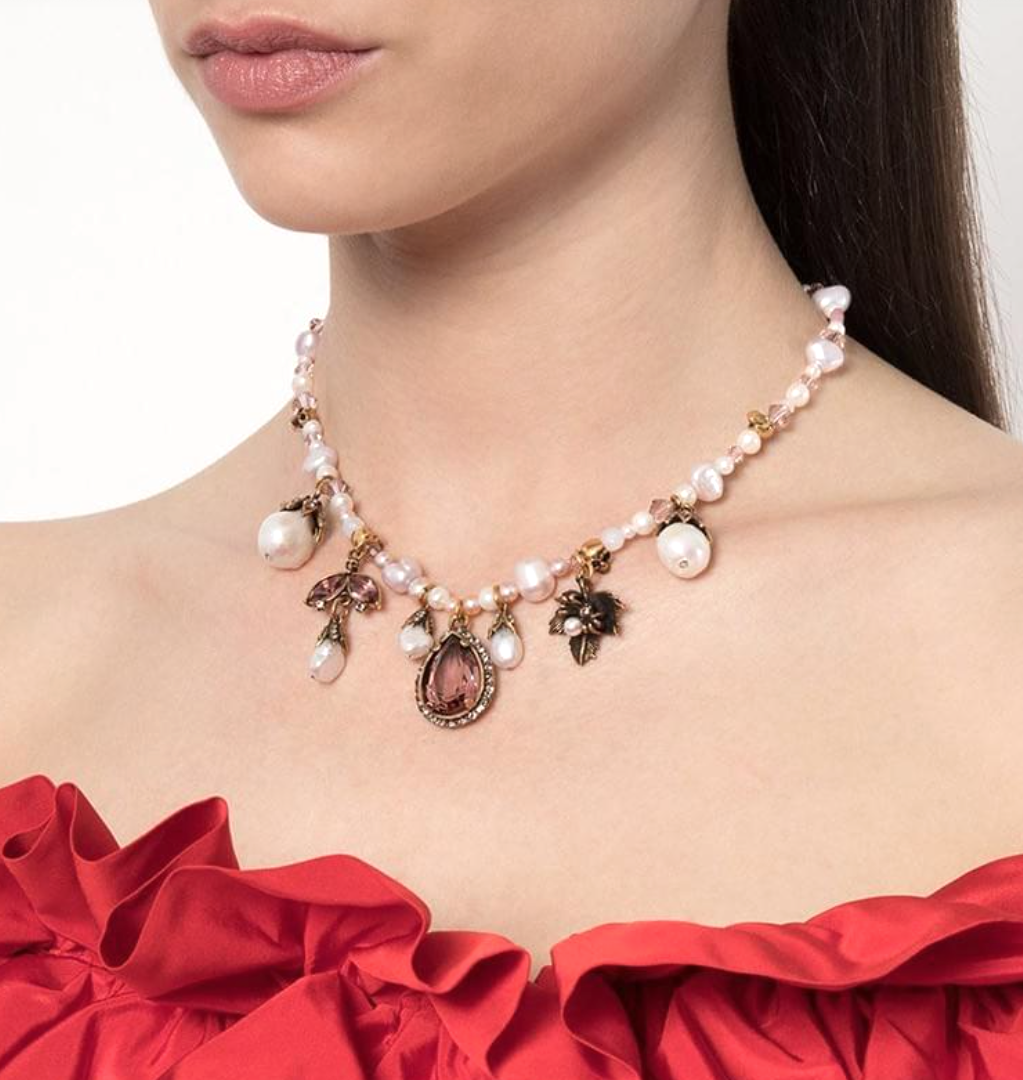 Alexander McQueen Silver Crystal Beaded Pearl Necklace | Authentic Alexander McQueen Necklace - Image 9